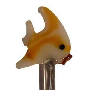 Hand-Blown Art Glass 8.5" SWIZZLE Stick margarita TIKI bar mixed drink Angelfish